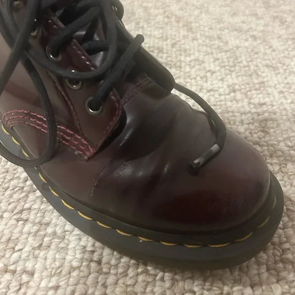 Vegan 1460 Dr. Martens Cherry Red Lace Up Boots - Picture 12 of 14